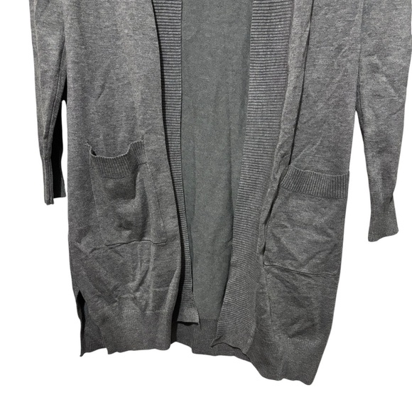By Design Gray Open Front Long Length Sweater Cardigan Duster Pockets Medium - Picture 4 of 12
